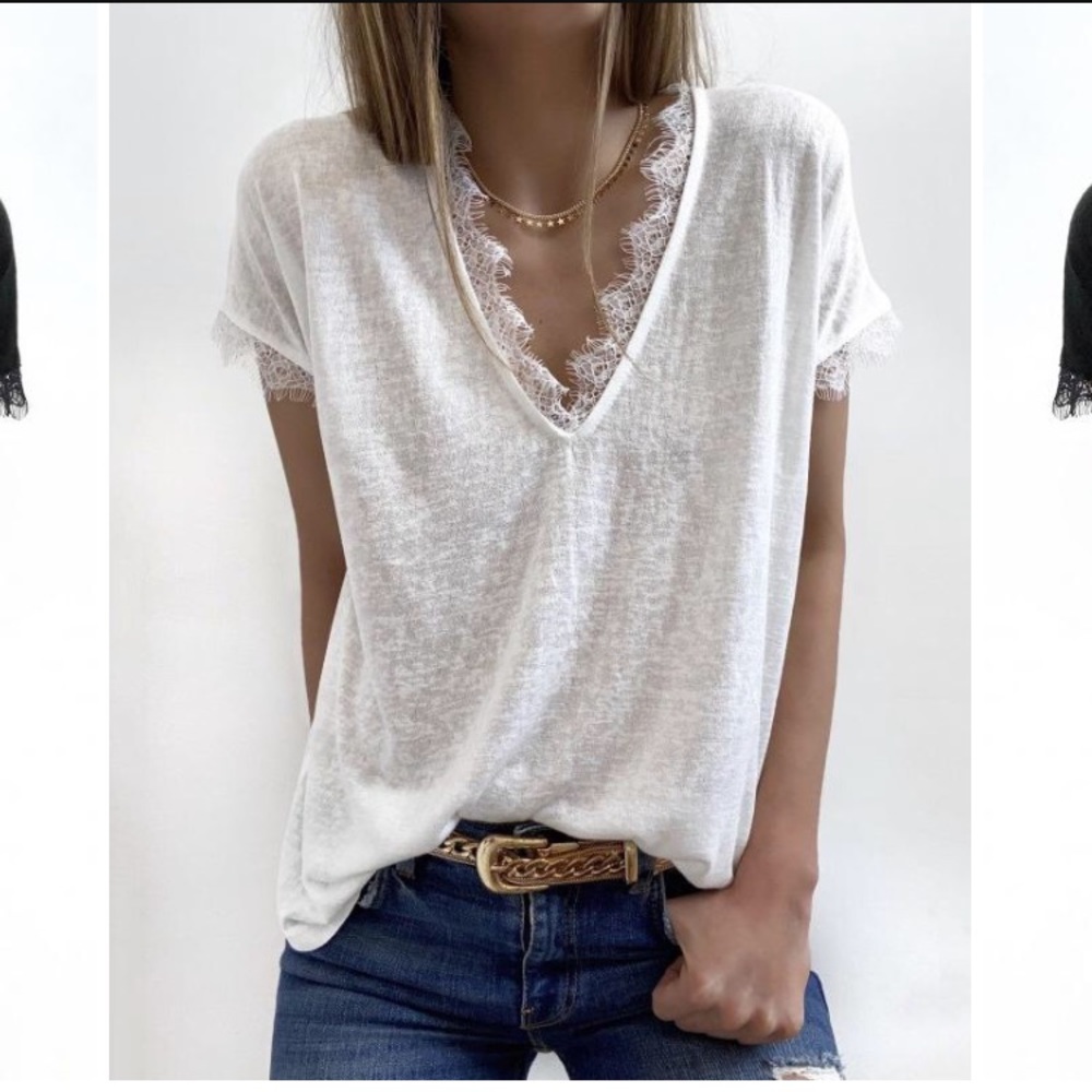Spelesy Boutique lace v-neck White size small NEW